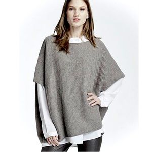 Kujten 100% Mongolian Cashmere Ribbed Poncho Sweater, Sz M/L